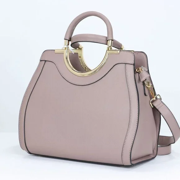 Mauve Faux Leather Purse and Wallet 2 in 1 Set Tote Cross Body Shoulder Hand Bag - Picture 4 of 12